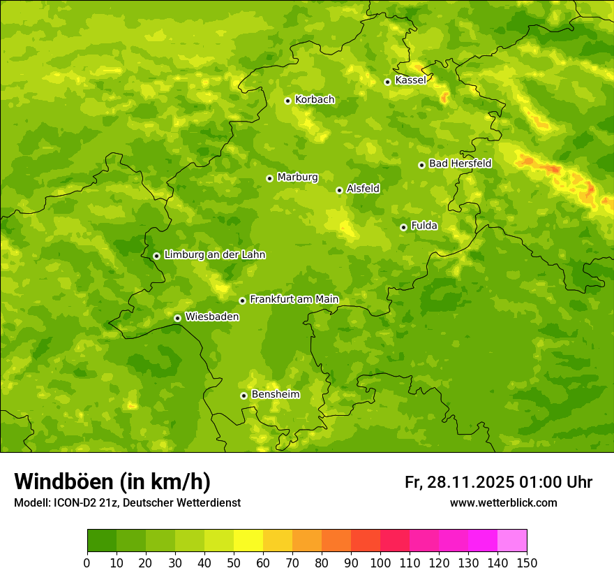 Modellkarten Windgeschwindigkeit