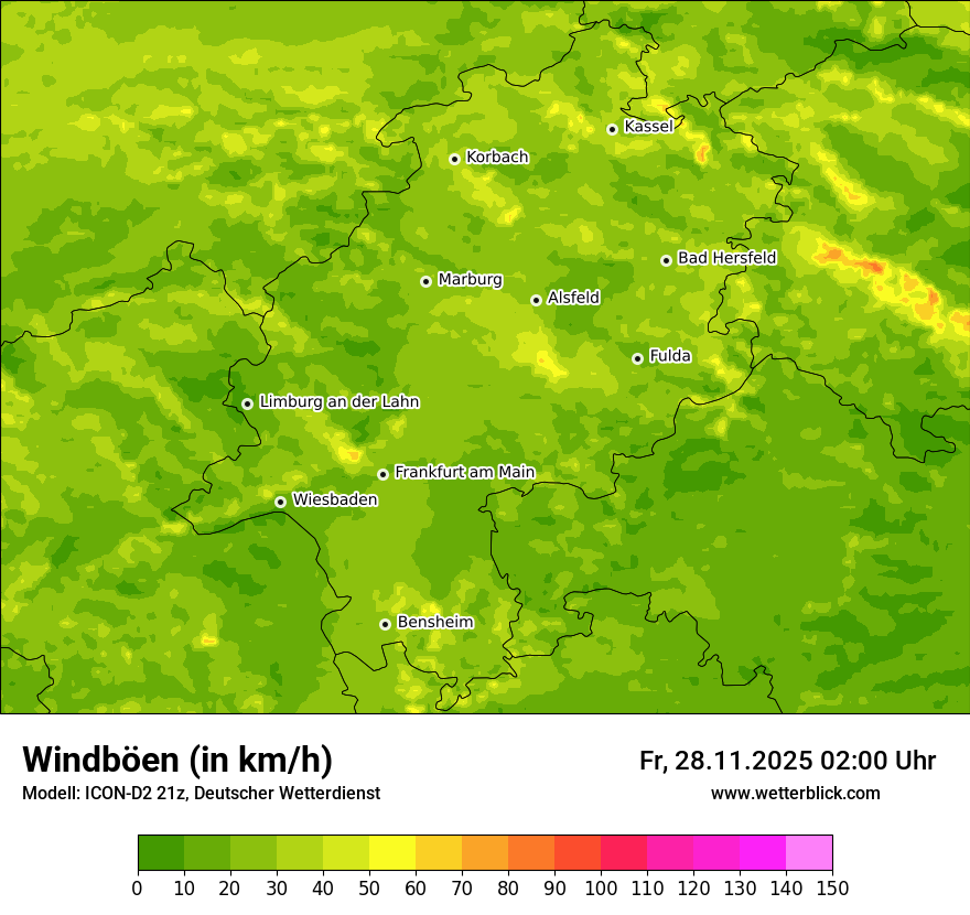 Modellkarten Windgeschwindigkeit