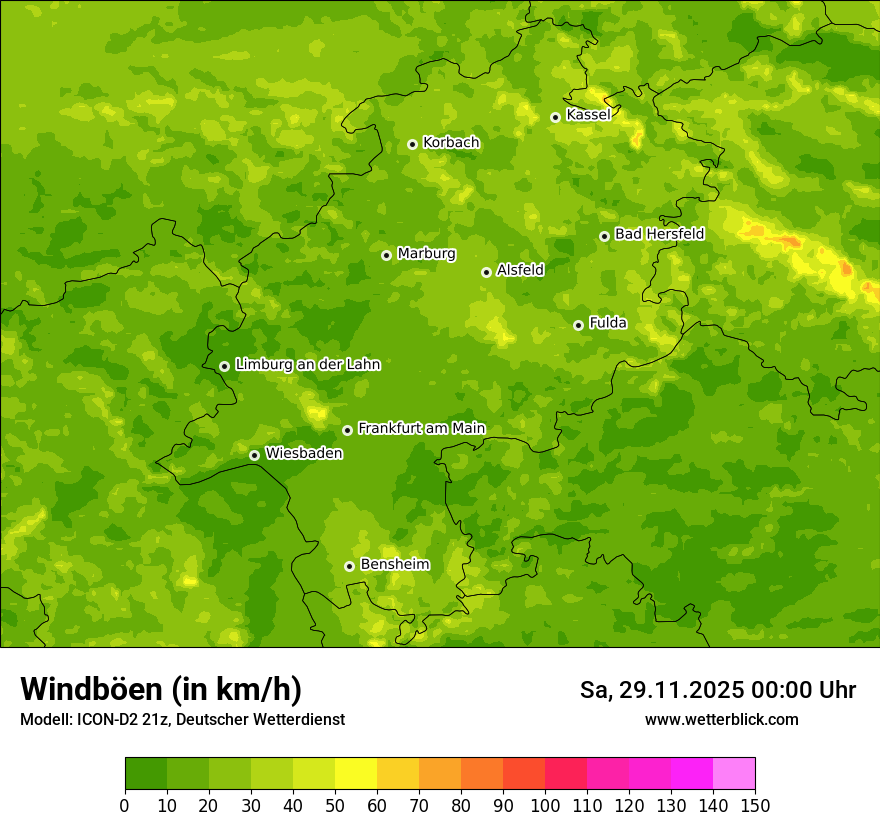 Modellkarten Windgeschwindigkeit