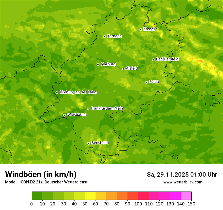 Modellkarten Windgeschwindigkeit