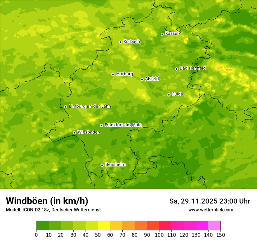 Modellkarten Windgeschwindigkeit