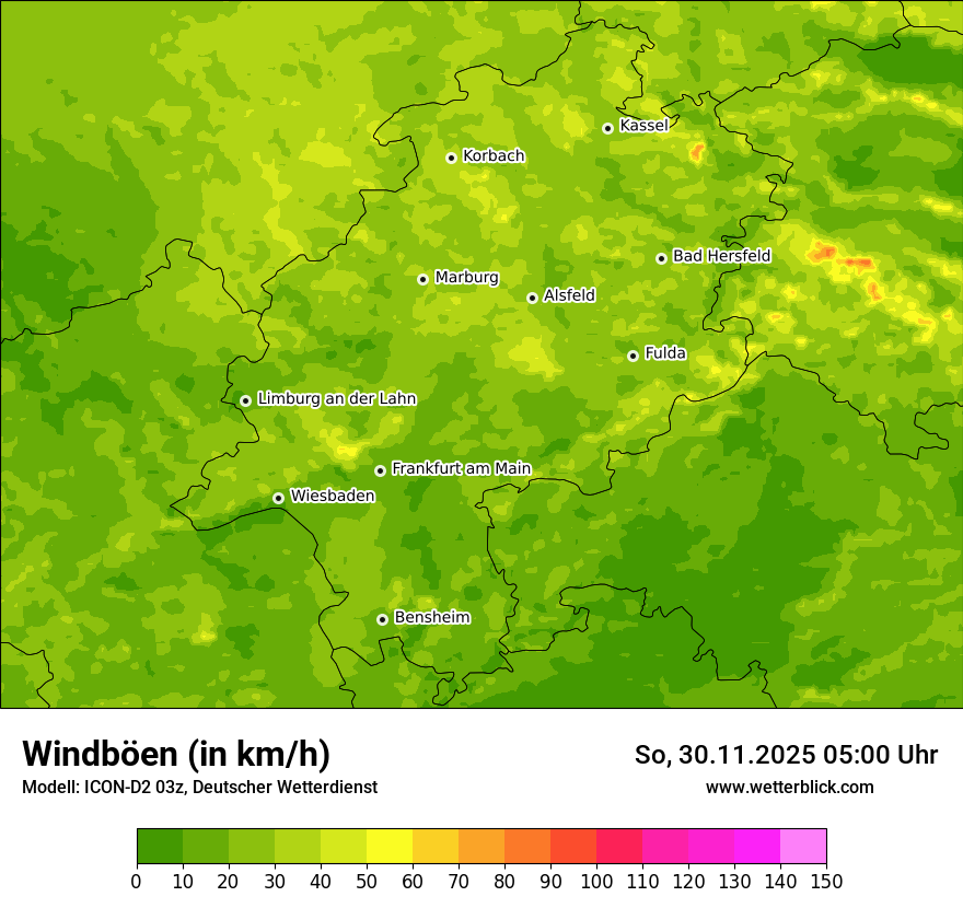 Modellkarten Windgeschwindigkeit