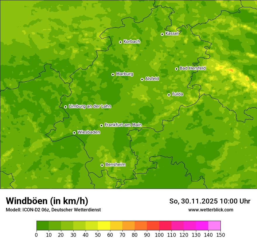 Modellkarten Windgeschwindigkeit
