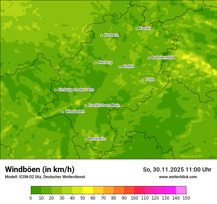 Modellkarten Windgeschwindigkeit