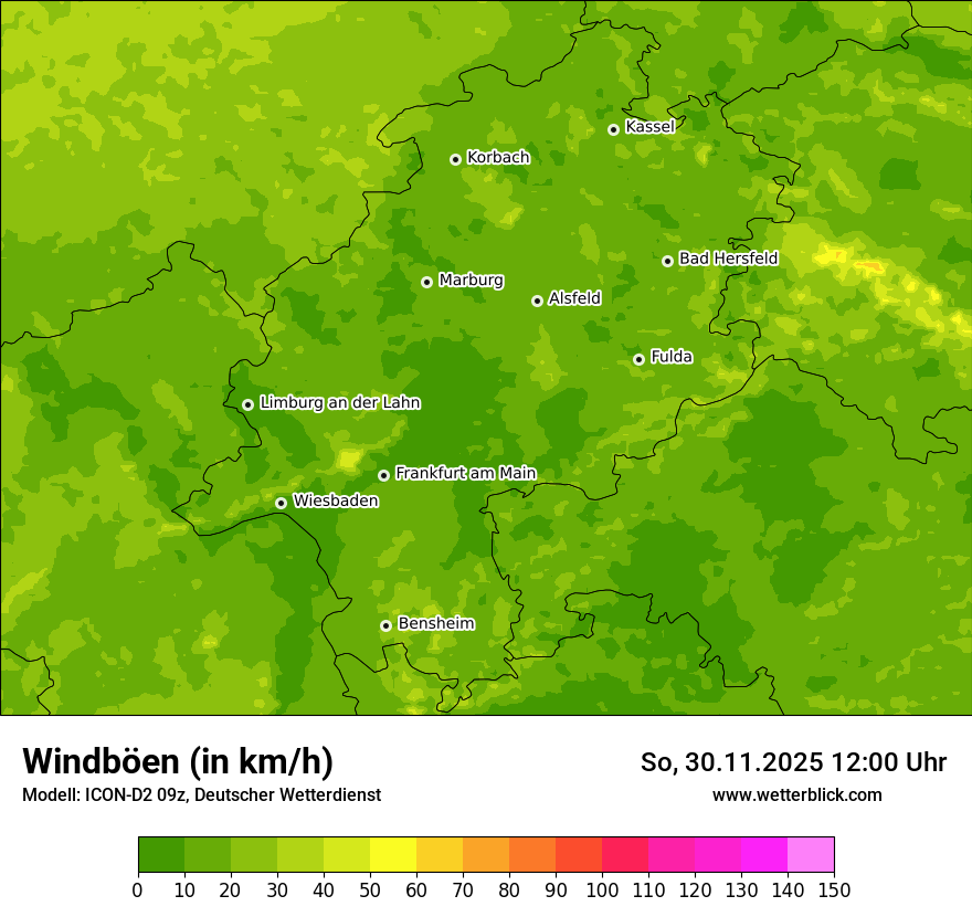 Modellkarten Windgeschwindigkeit