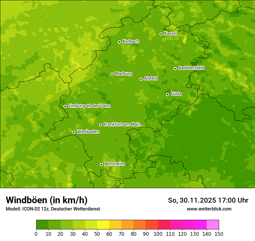 Modellkarten Windgeschwindigkeit