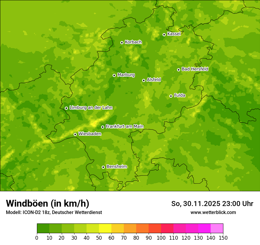 Modellkarten Windgeschwindigkeit