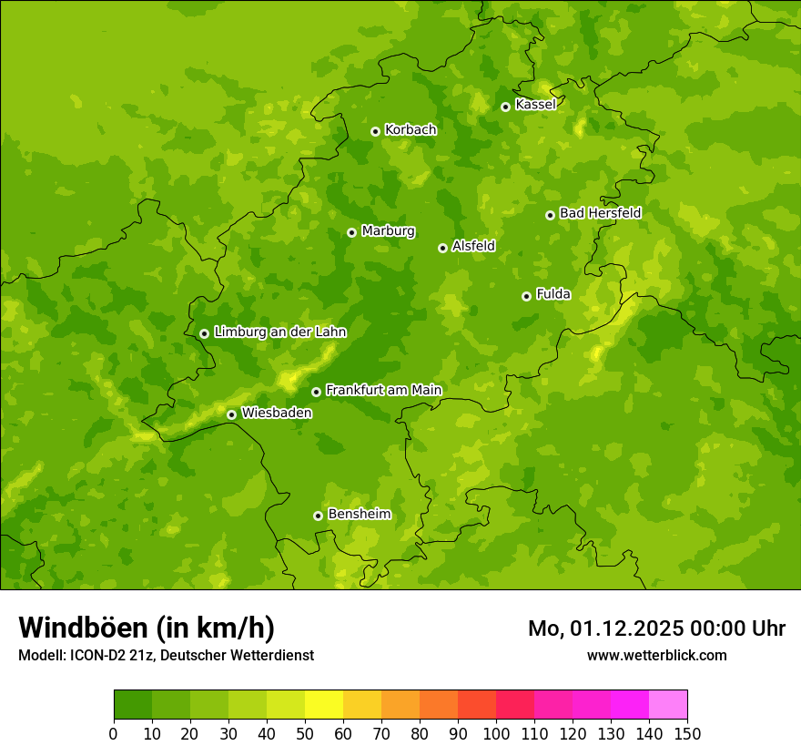 Modellkarten Windgeschwindigkeit