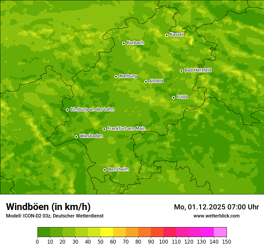 Modellkarten Windgeschwindigkeit