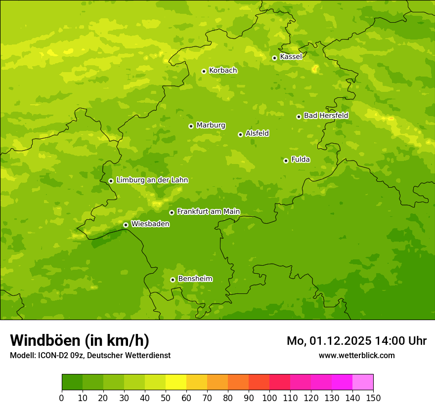 Modellkarten Windgeschwindigkeit