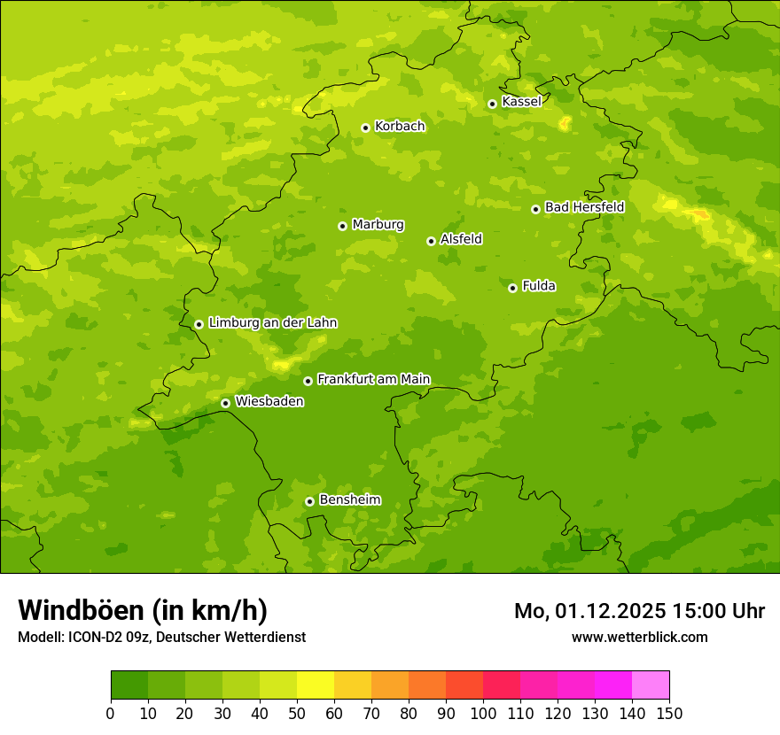 Modellkarten Windgeschwindigkeit
