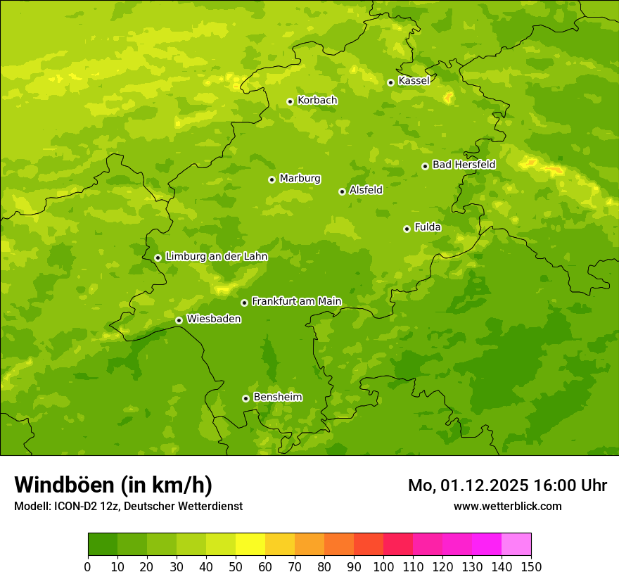Modellkarten Windgeschwindigkeit
