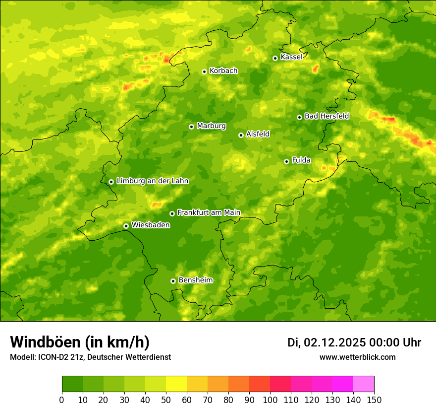 Modellkarten Windgeschwindigkeit
