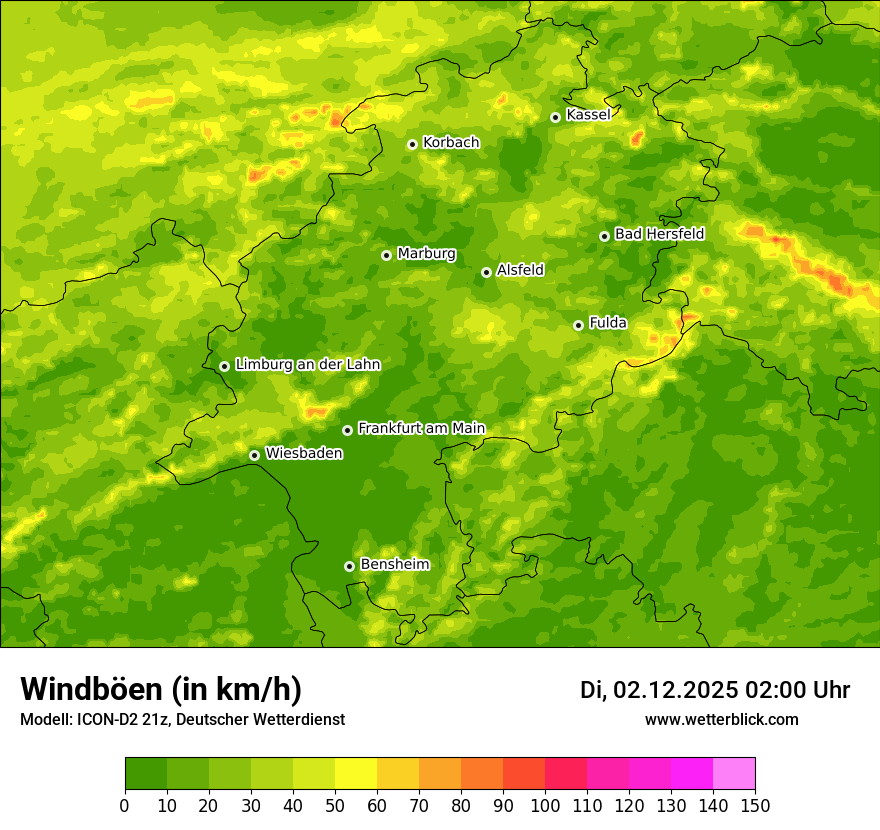Modellkarten Windgeschwindigkeit