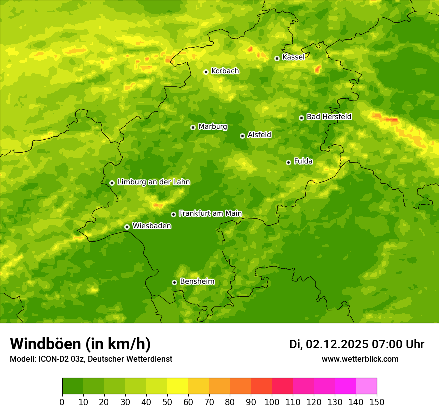Modellkarten Windgeschwindigkeit