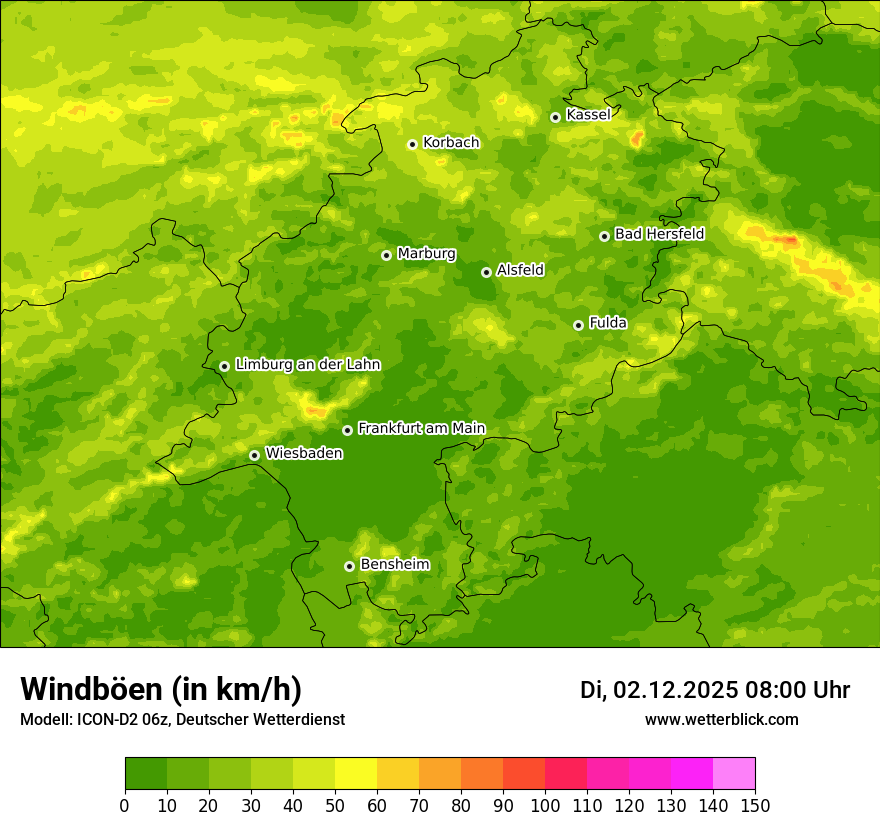 Modellkarten Windgeschwindigkeit