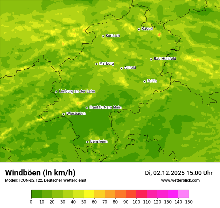 Modellkarten Windgeschwindigkeit