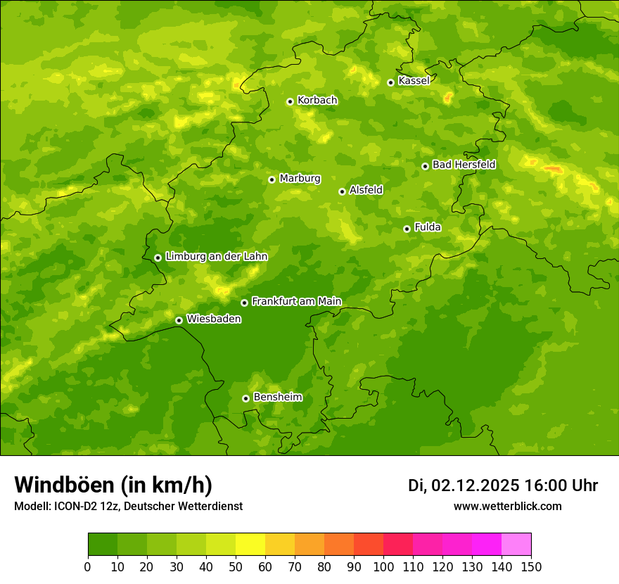 Modellkarten Windgeschwindigkeit
