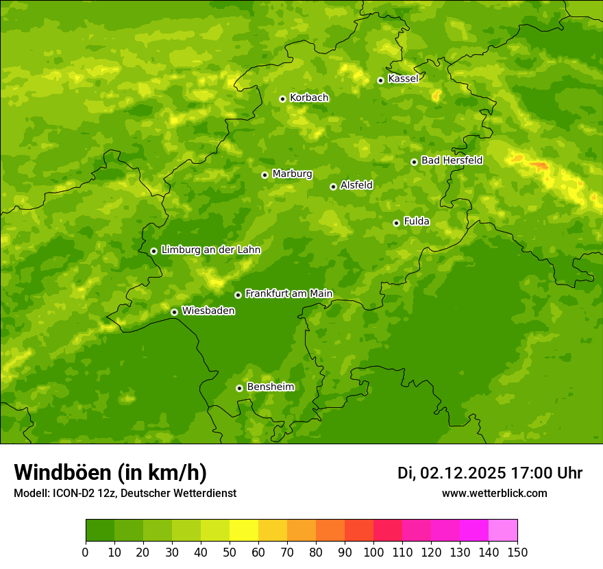 Modellkarten Windgeschwindigkeit