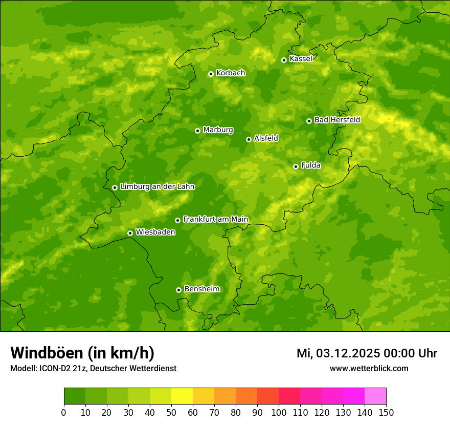 Modellkarten Windgeschwindigkeit