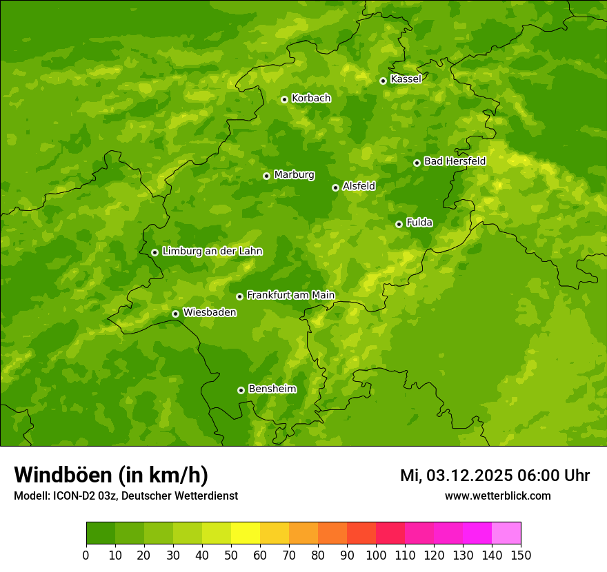 Modellkarten Windgeschwindigkeit