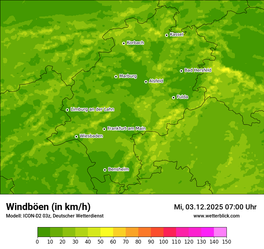 Modellkarten Windgeschwindigkeit