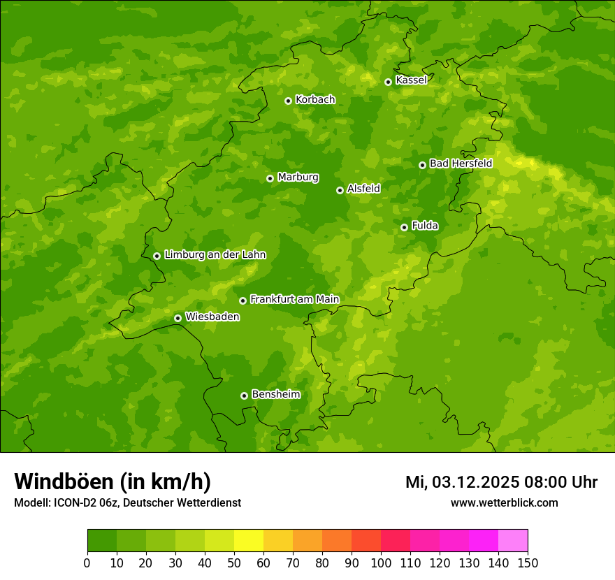 Modellkarten Windgeschwindigkeit
