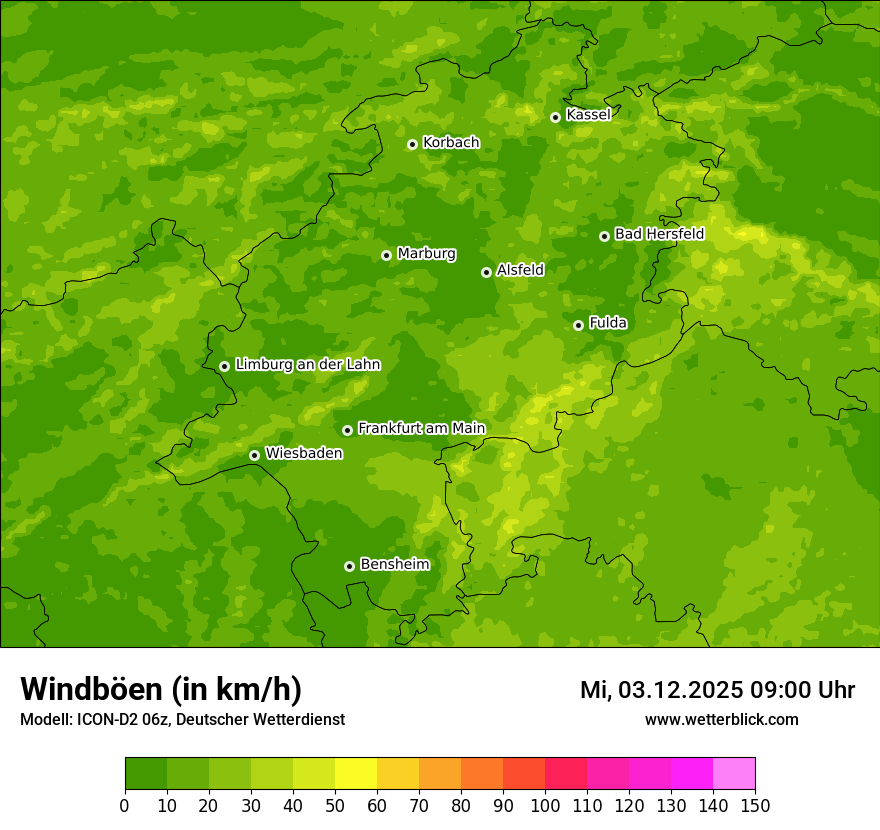 Modellkarten Windgeschwindigkeit