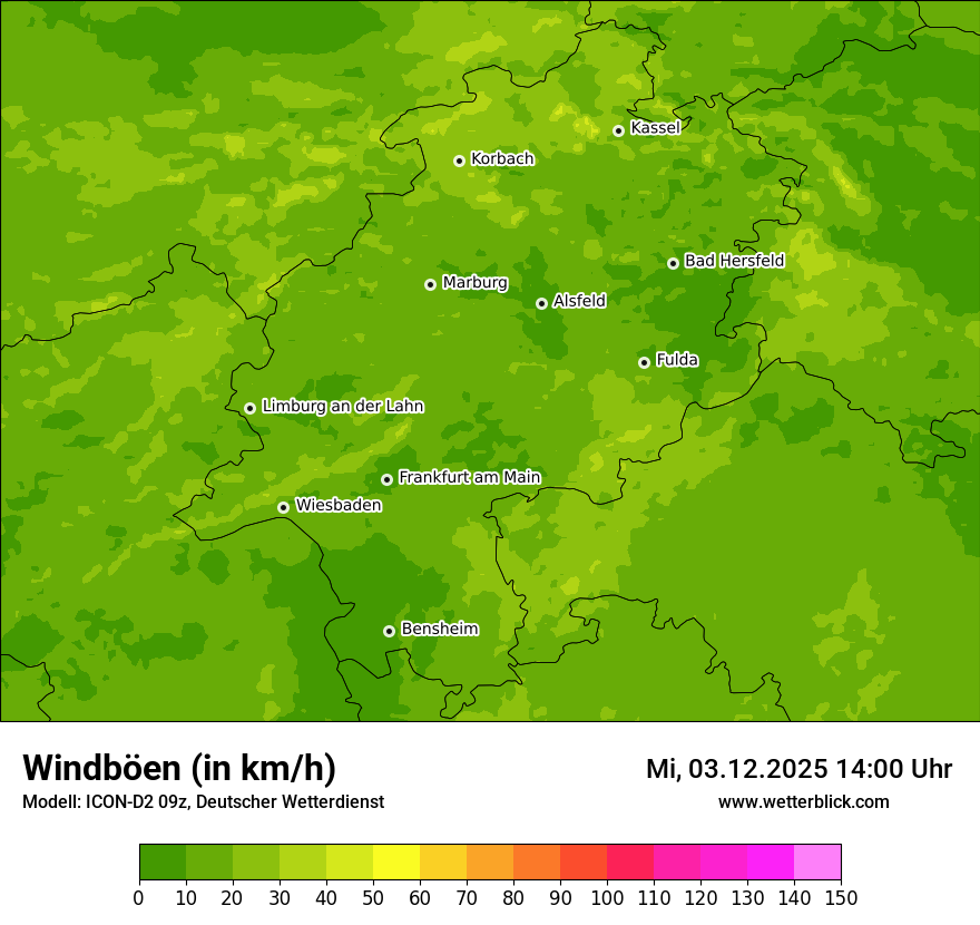 Modellkarten Windgeschwindigkeit