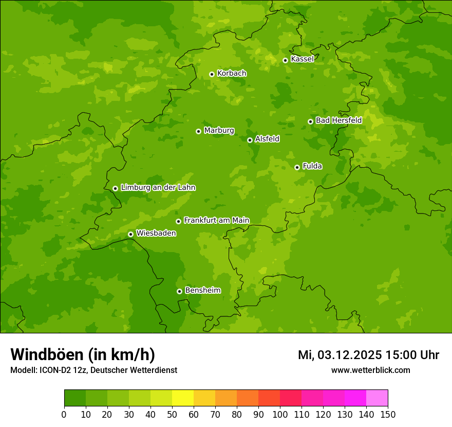 Modellkarten Windgeschwindigkeit