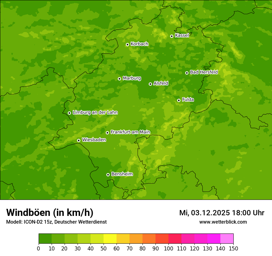 Modellkarten Windgeschwindigkeit