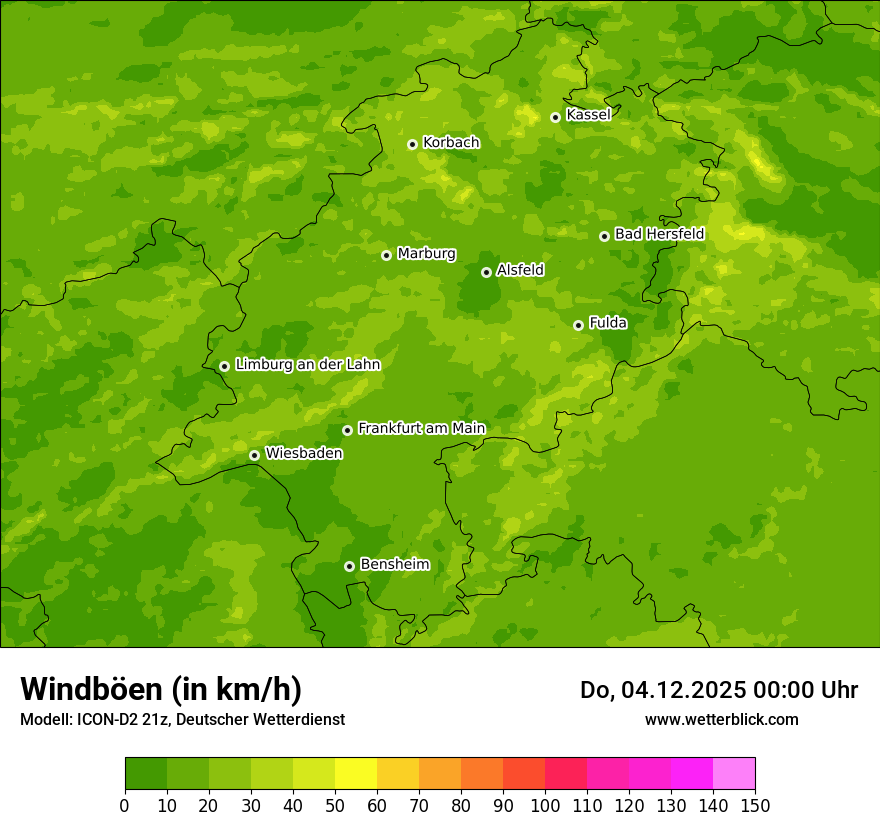 Modellkarten Windgeschwindigkeit