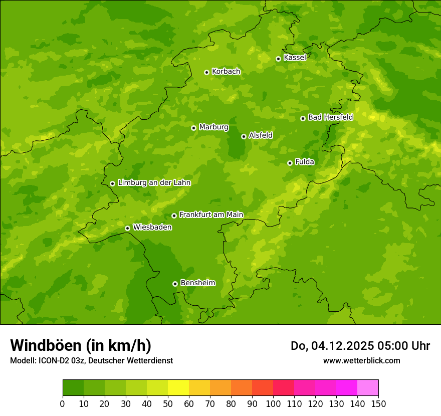 Modellkarten Windgeschwindigkeit