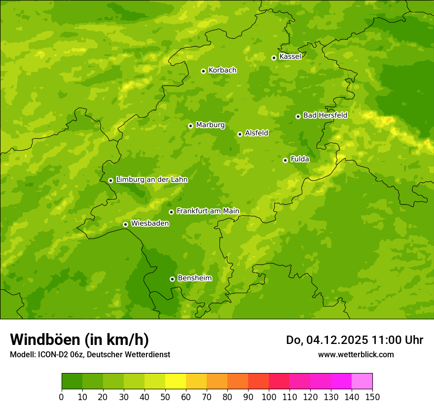 Modellkarten Windgeschwindigkeit
