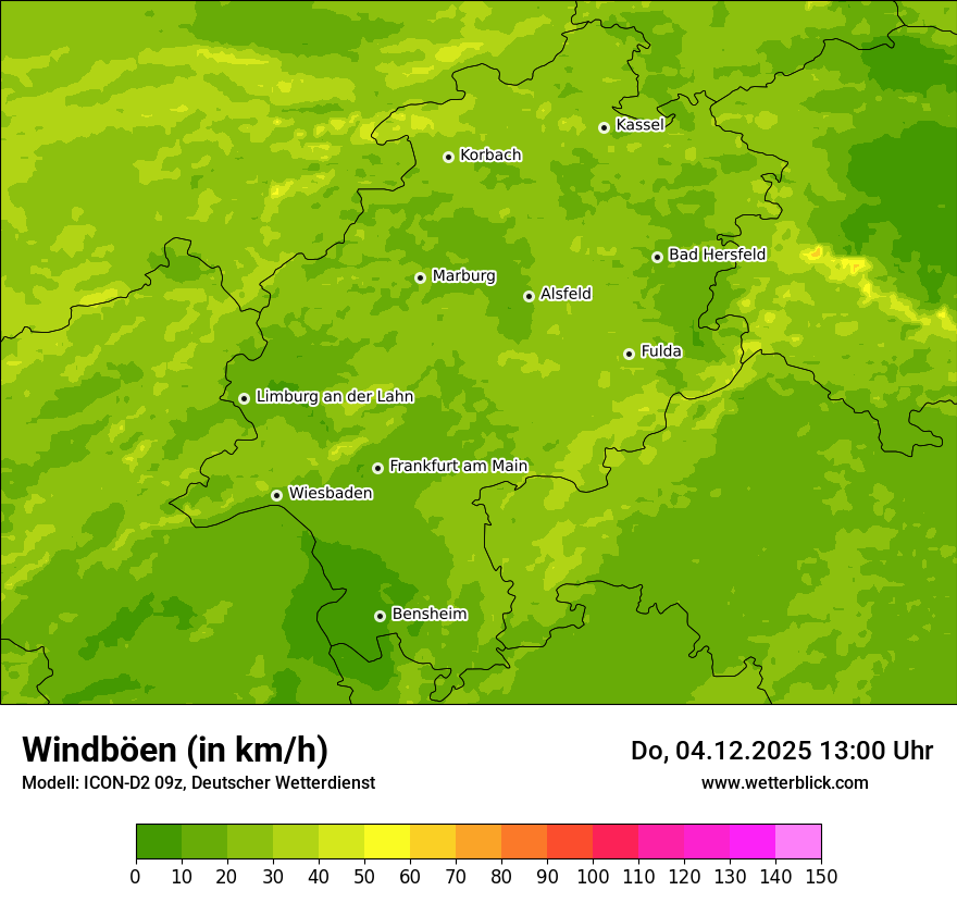 Modellkarten Windgeschwindigkeit