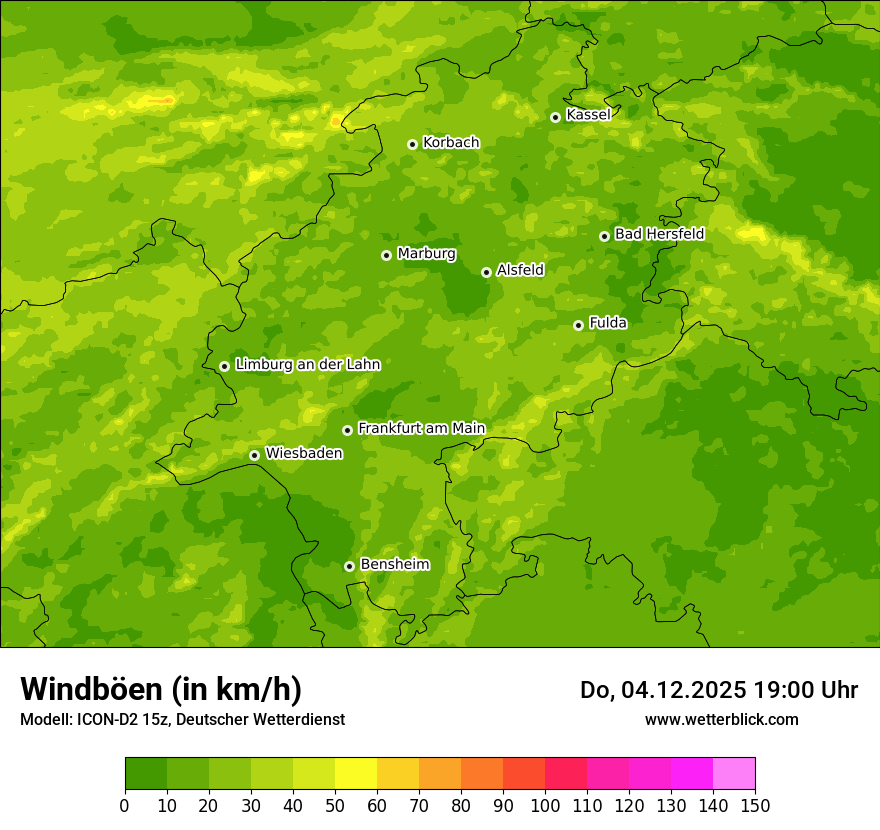 Modellkarten Windgeschwindigkeit