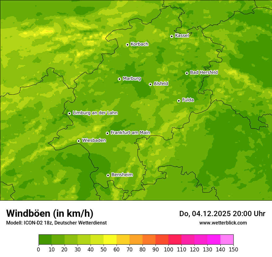 Modellkarten Windgeschwindigkeit