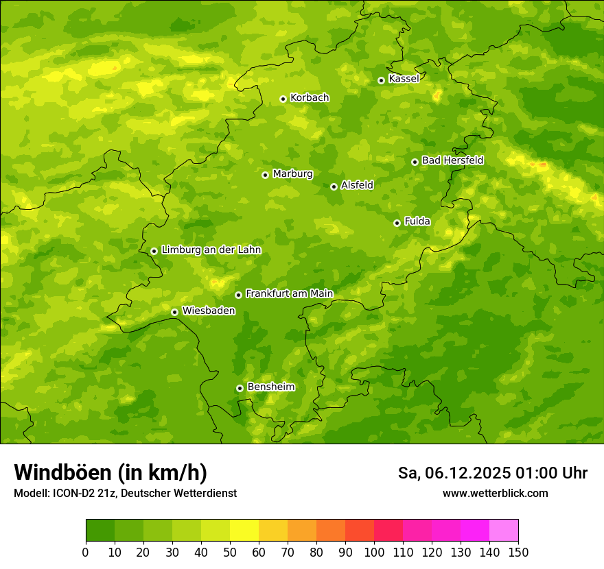 Modellkarten Windgeschwindigkeit