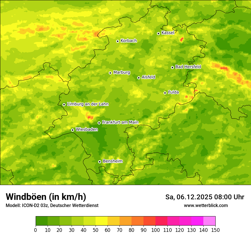 Modellkarten Windgeschwindigkeit