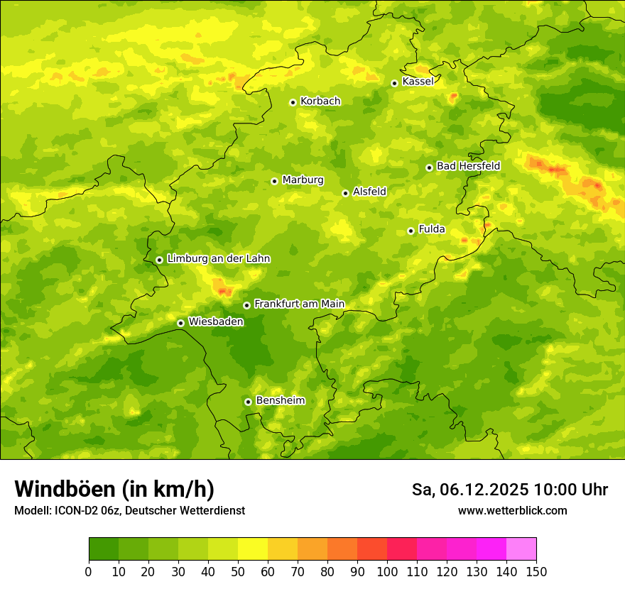 Modellkarten Windgeschwindigkeit
