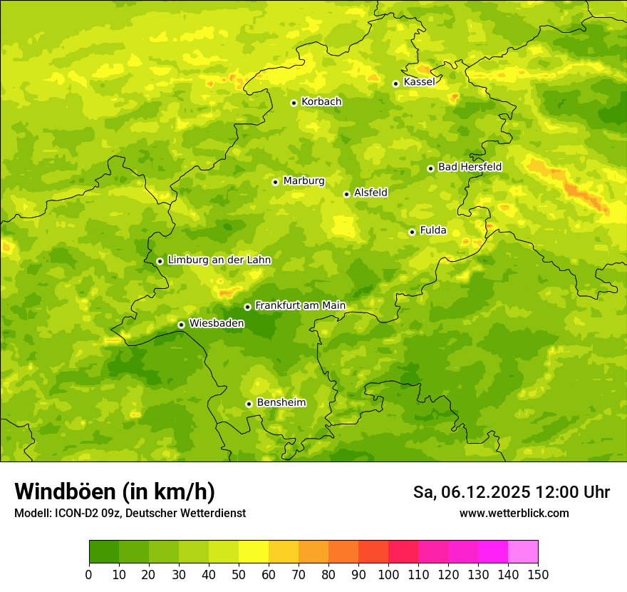 Modellkarten Windgeschwindigkeit