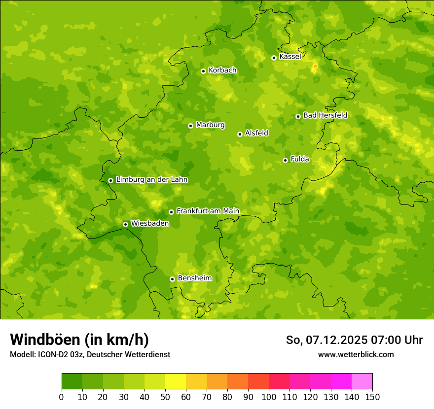 Modellkarten Windgeschwindigkeit