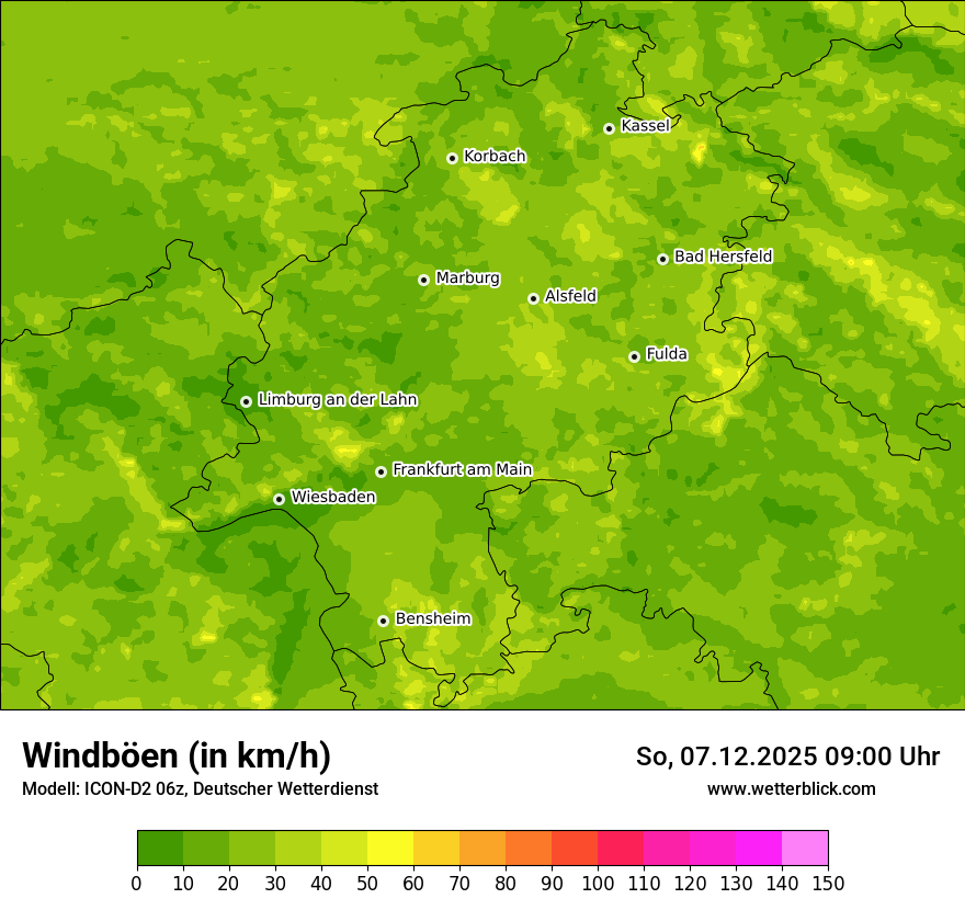 Modellkarten Windgeschwindigkeit