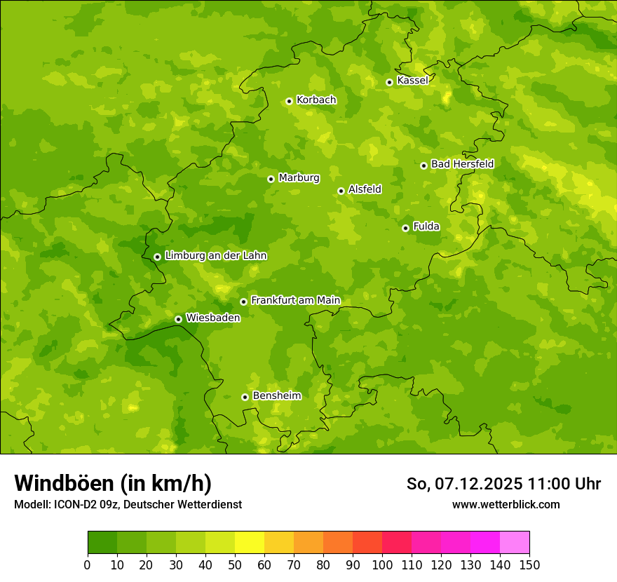 Modellkarten Windgeschwindigkeit