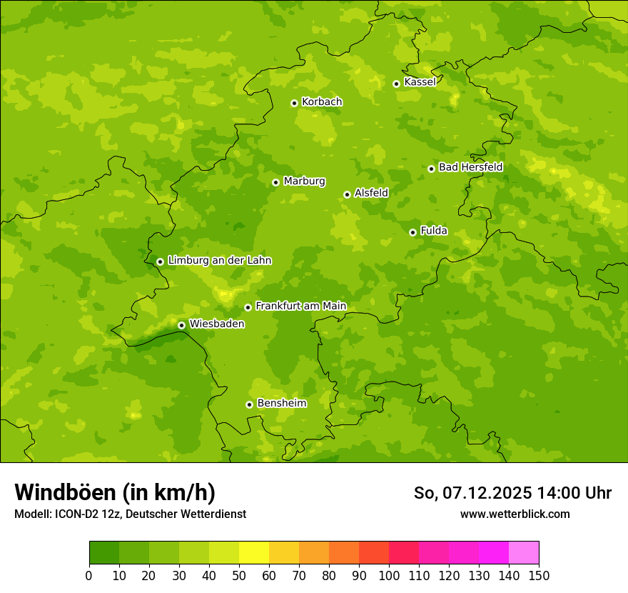 Modellkarten Windgeschwindigkeit