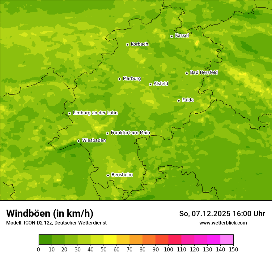 Modellkarten Windgeschwindigkeit