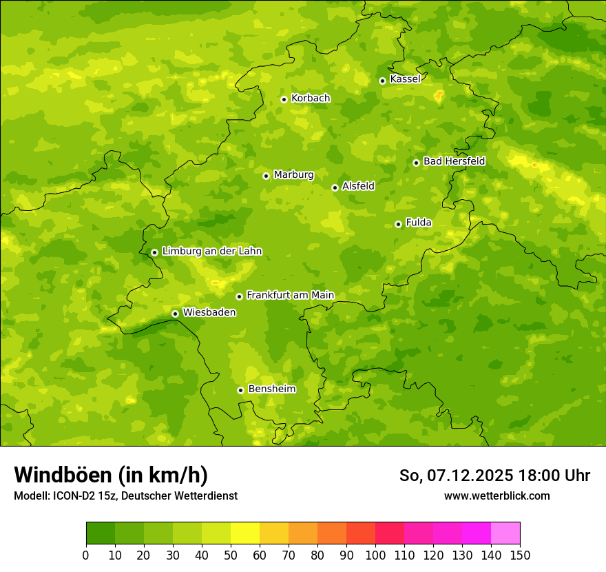 Modellkarten Windgeschwindigkeit