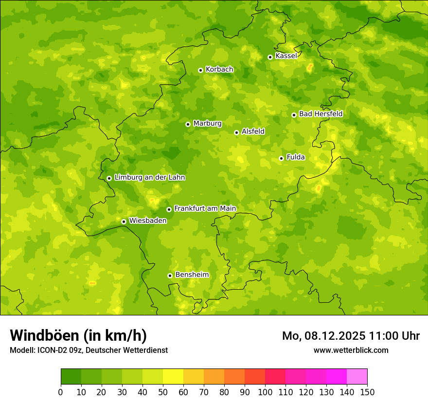 Modellkarten Windgeschwindigkeit