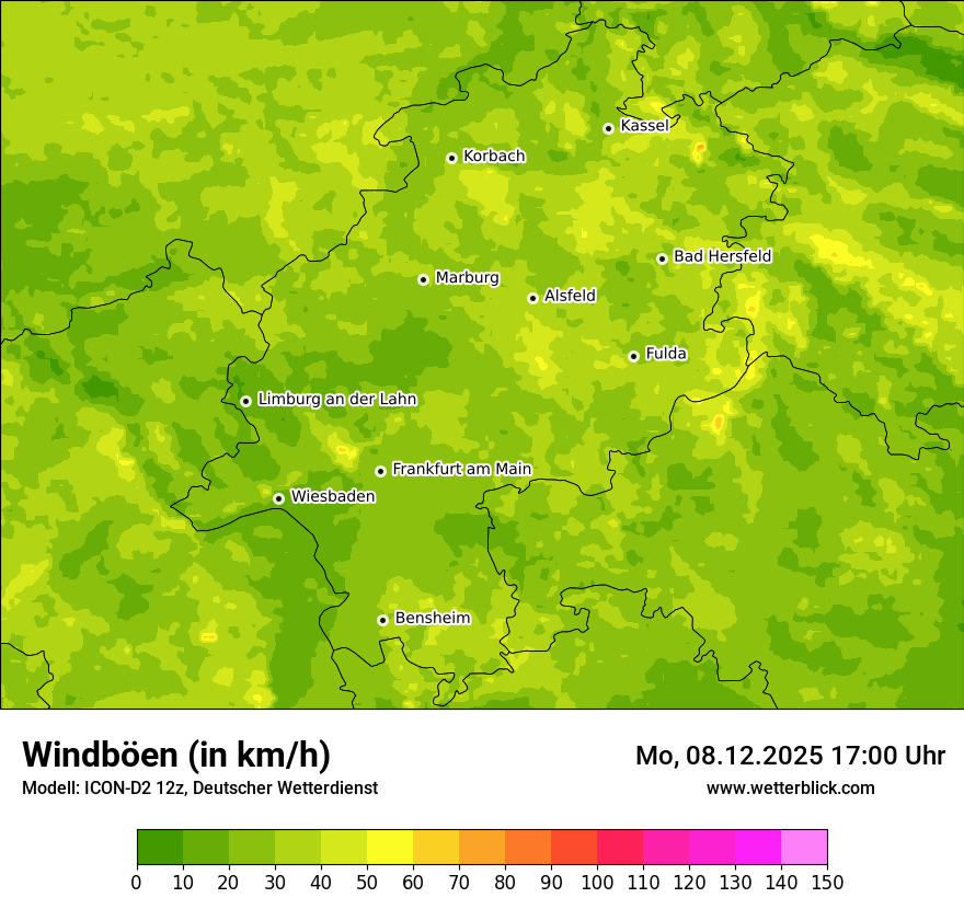 Modellkarten Windgeschwindigkeit