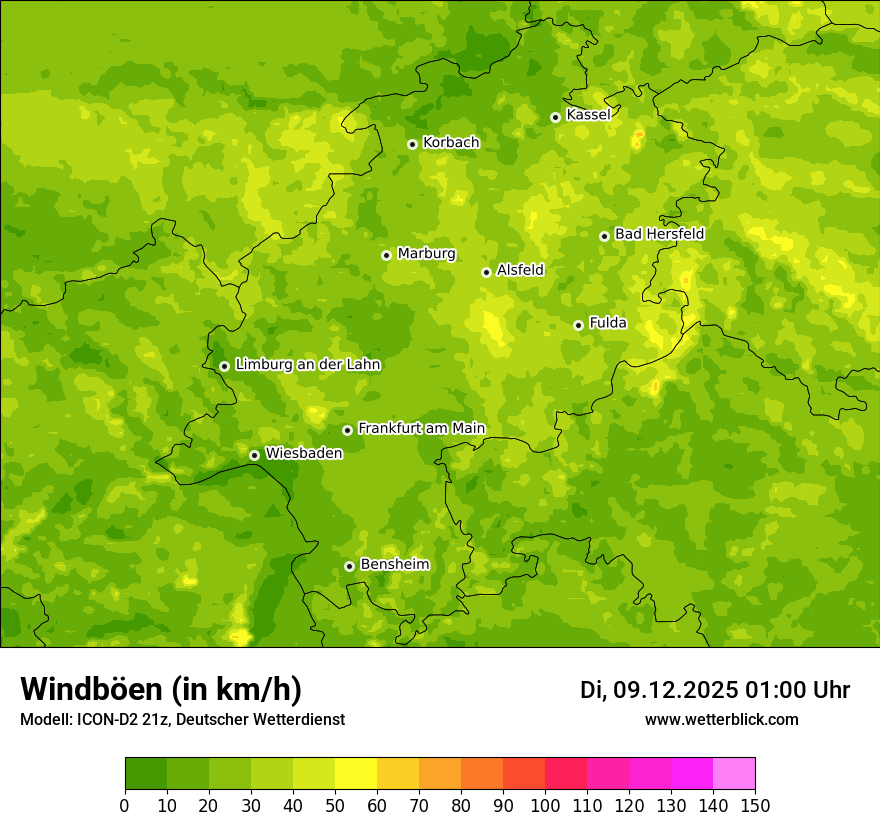 Modellkarten Windgeschwindigkeit